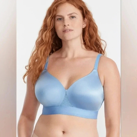 Women's Bali One Smooth U Bounce Control Wireless Bra, Size 40D, Blue, NWT - Picture 1 of 13